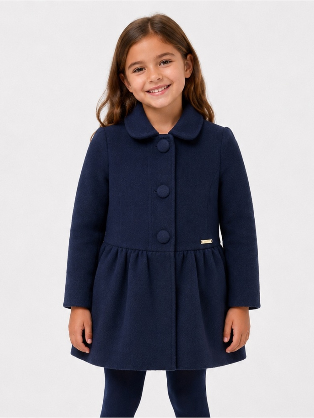 NEW! Mayoral Girls Navy Fit & Flare Double Layer Pea Coat – Size 7/8 (128 cm)